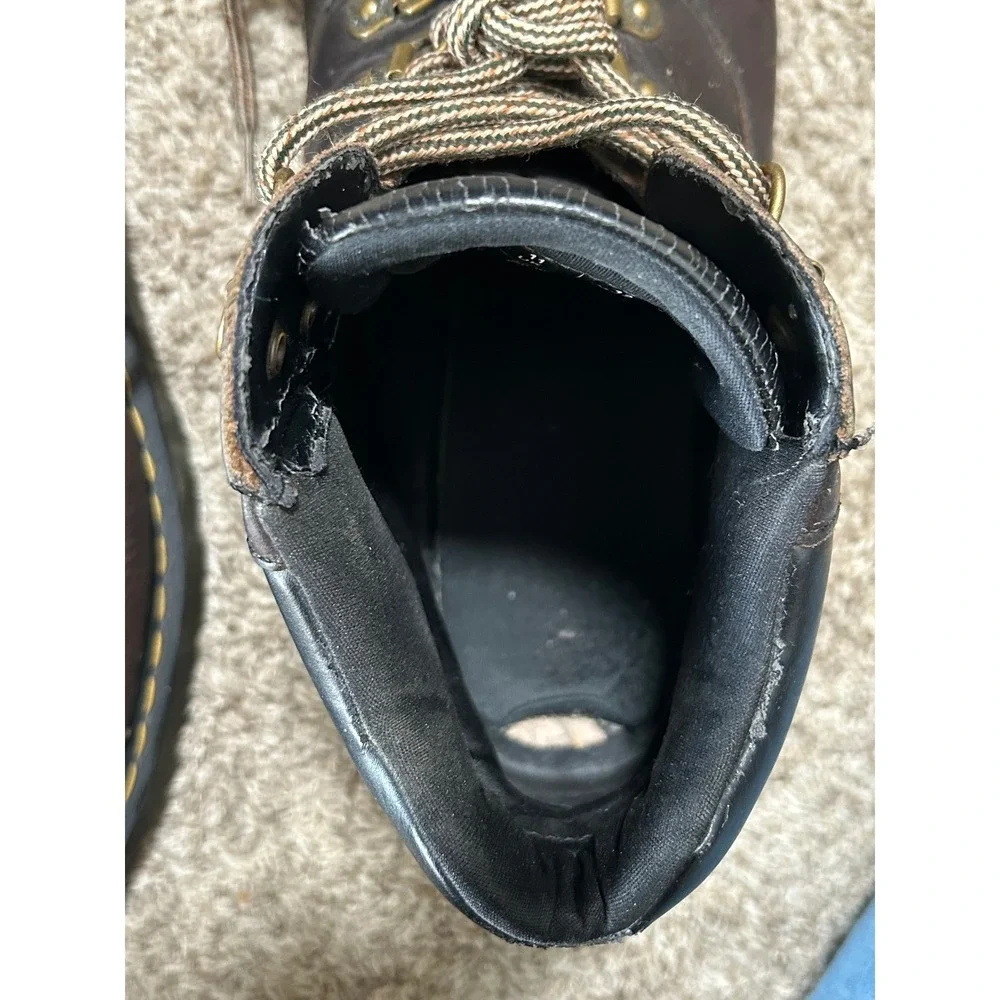 Dr Martens Mens Dark Brown Leather Hiker Boots Size 12 Lug Sole Vintage 90s Punk
